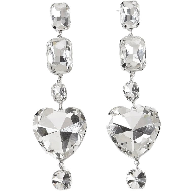 Jessica Bara Francine Crystal Heart Dangle Earrings