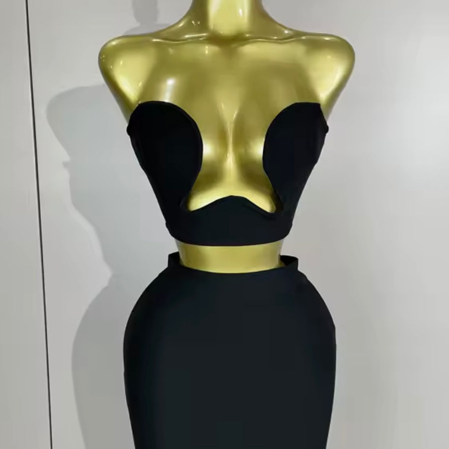 Jessica Bara Velly Bodycon Top and Midi Skirt Two Piece Set