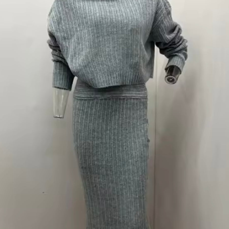 Jessica Bara Sossy Knit Top and Maxi Skirt Two Piece Set