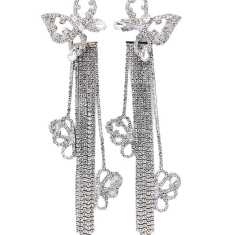 Jessica Bara Betty Butterly Crystal Fringe Earrings