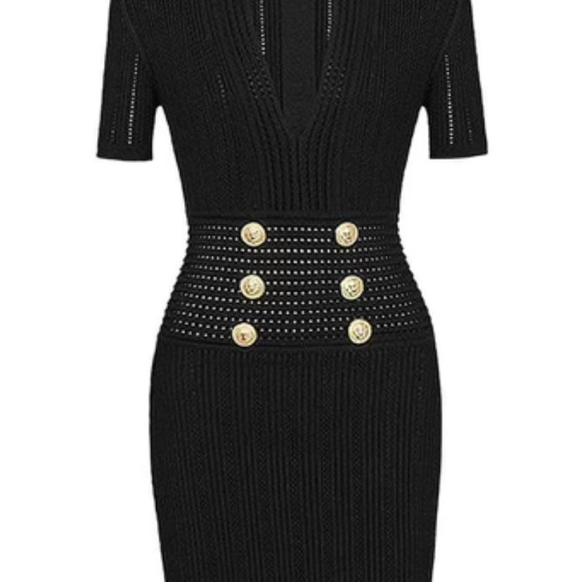 Jessica Bara Carolyn Gold Button Short Sleeve Mini Dress As Seen On Sylwia Graff
