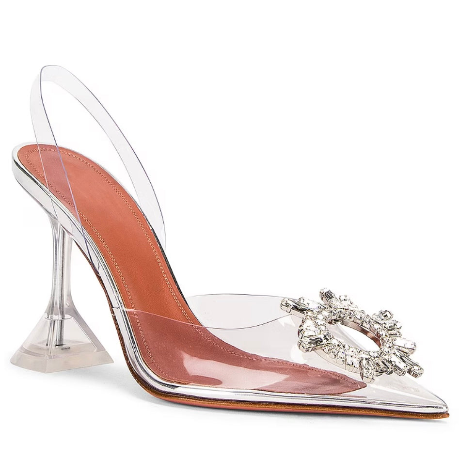 Jessica Bara Sandra Rhinestone Pointed Clear Heel