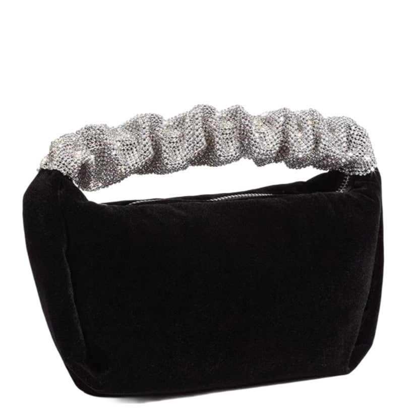 Jessica Bara Sasha Velvet Rhinestone Strap Clutch
