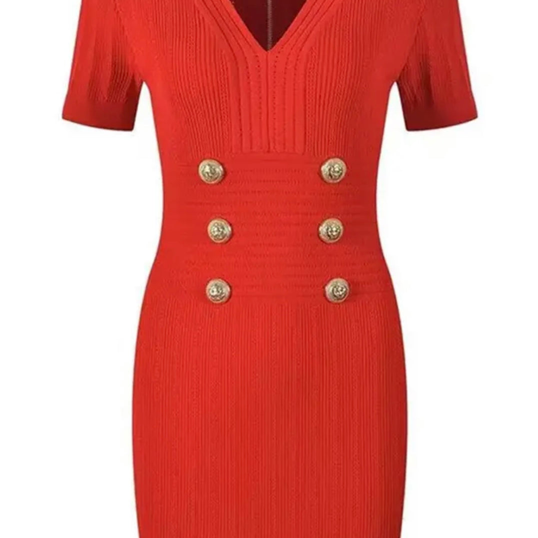 Jessica Bara Carolyn Gold Button Short Sleeve Mini Dress As Seen On Sylwia Graff