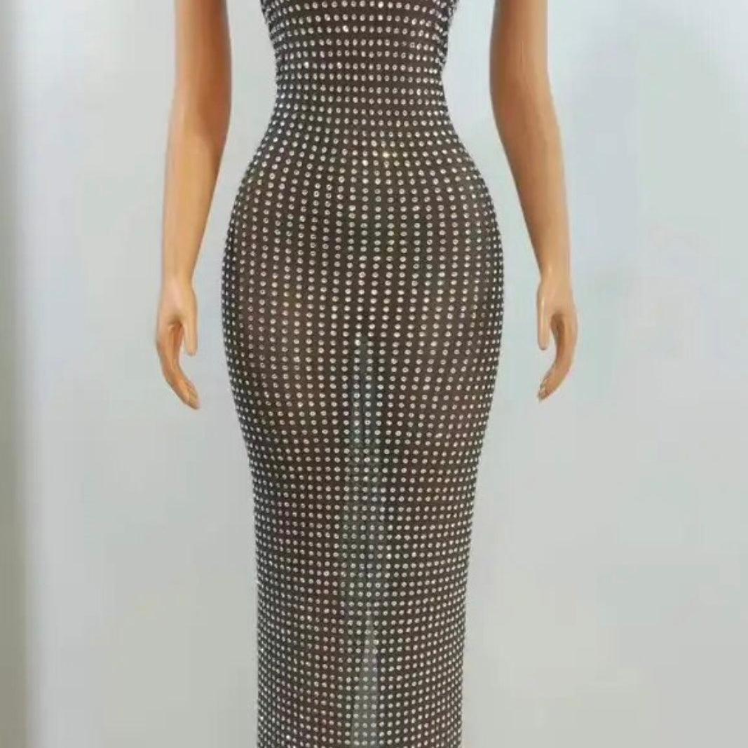 Jessica Bara Daphne Rhinestone Maxi-Dress