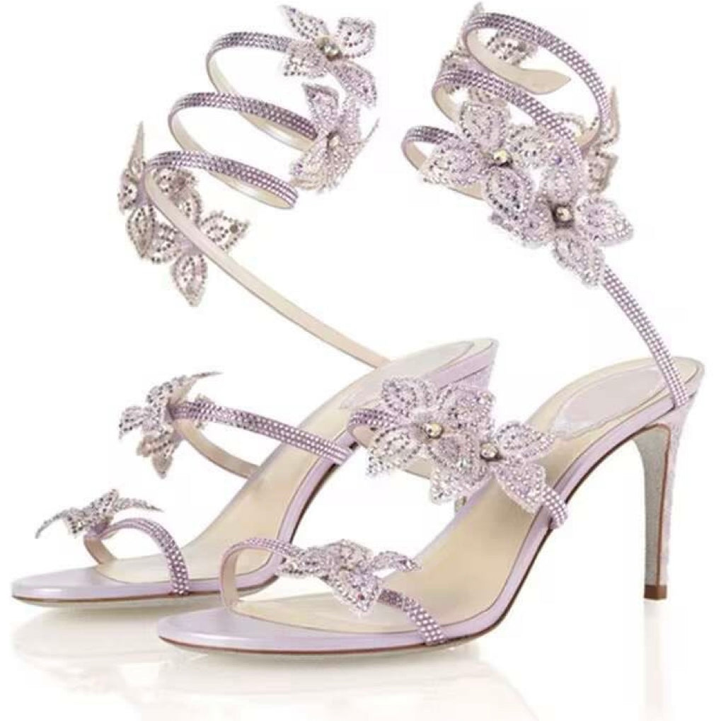 Jessica Bara Aliya Flower Wrap Around Sandal Heel