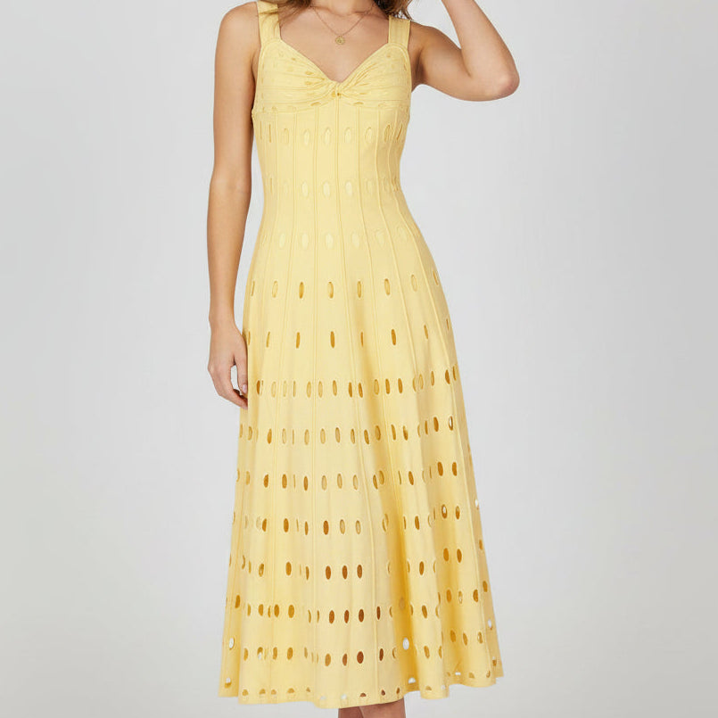 Jessica Bara Amakie Pointelle Flare Maxi Dress