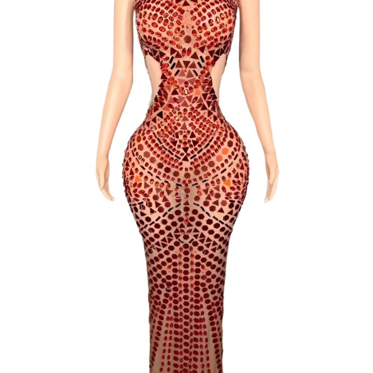 Jessica Bara Anya Sequin High Neck Gown