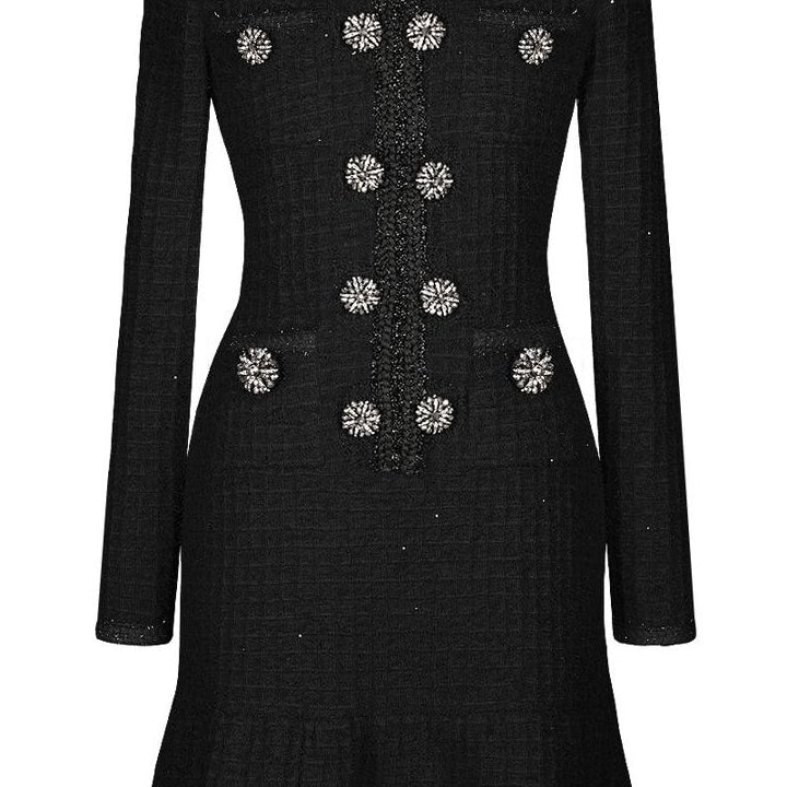 Jessica Bara Aprise Tweed Long Sleeve Mini Dress
