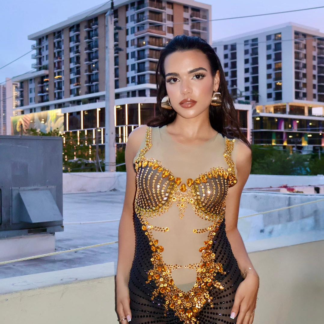Jessica Bara Ashira Crystal Gown
