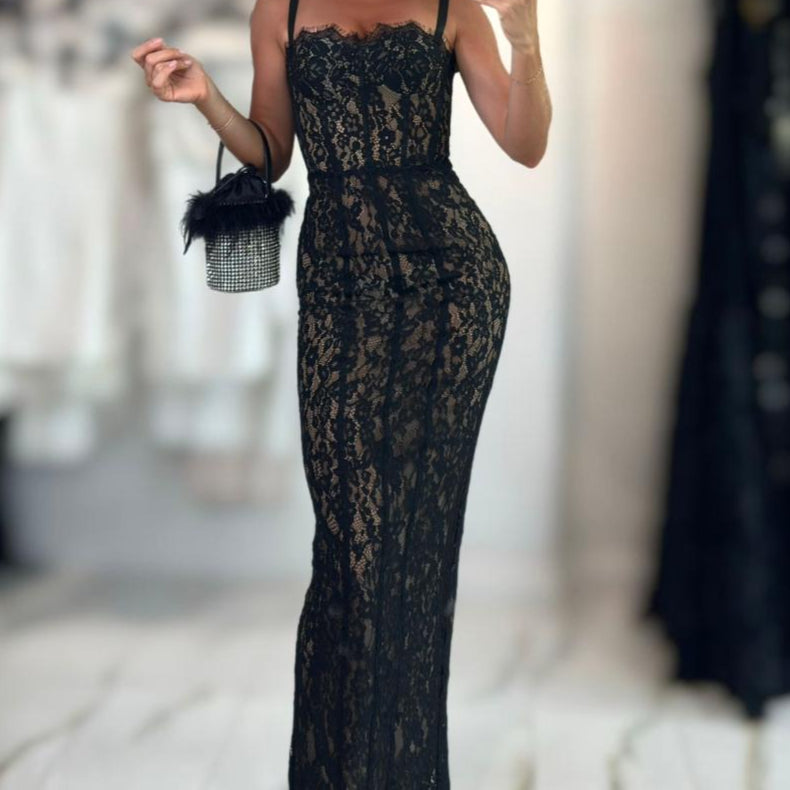 Jessica Bara Atler Lace Maxi Dress
