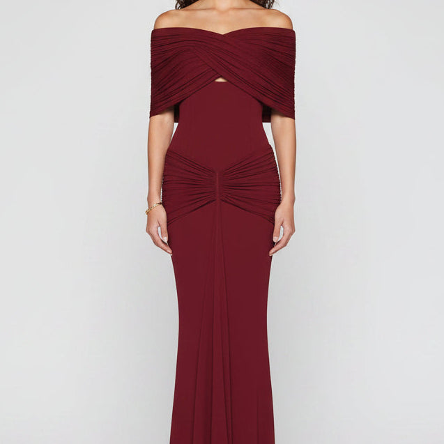 Jessica Bara Avendi Off The Shoulder Ruched Gown