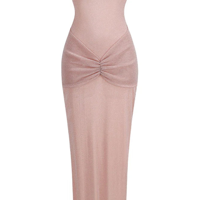 Jessica Bara Eclat Strapless Tube Ruched Maxi Dress
