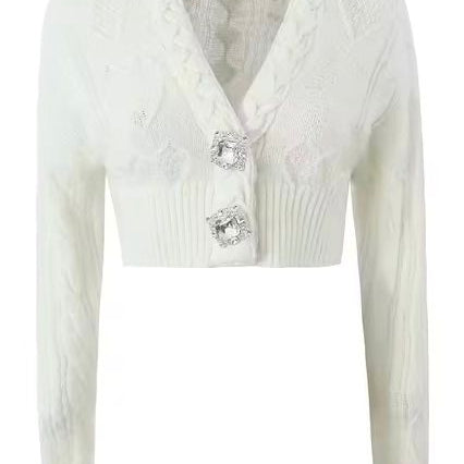 Jessica Bara Elpha Knit Crystal Button Sweater