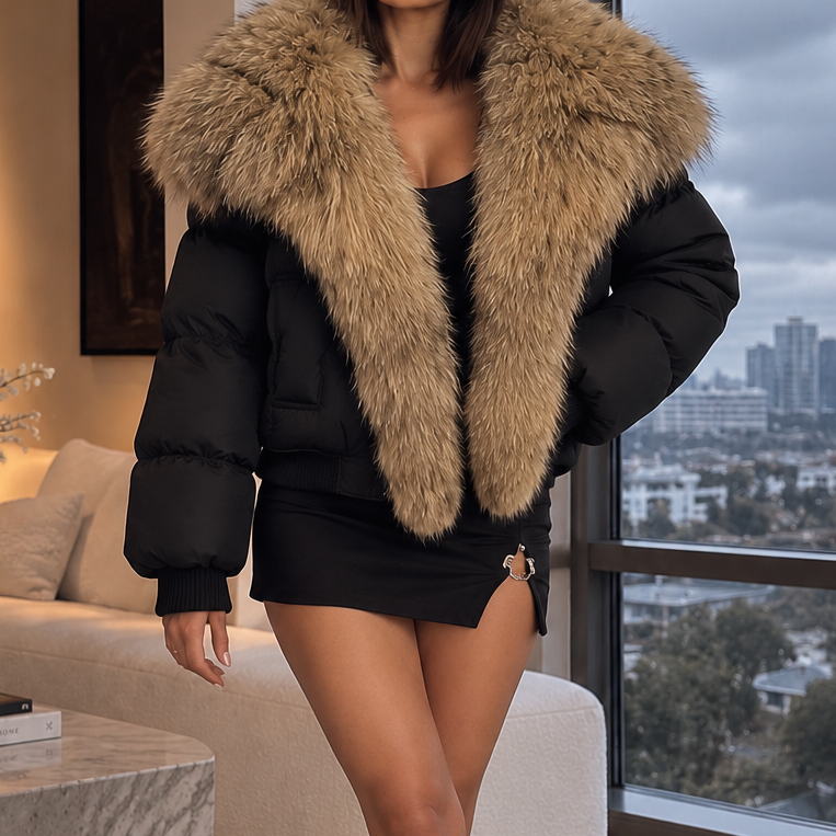 Jessica Bara Elva Fur Puffer Jacket