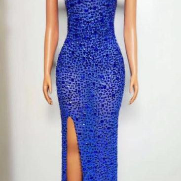 Jessica Bara Frinces Crystal Slit Gown