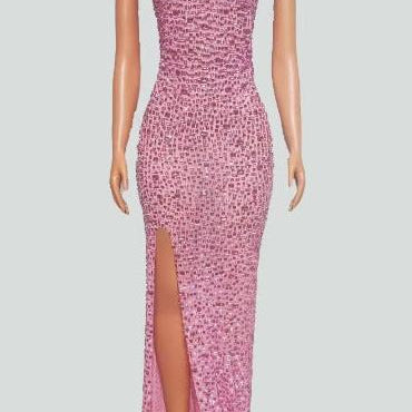 Jessica Bara Frinces Crystal Slit Gown