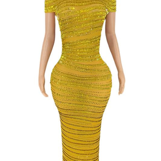 Jessica Bara Gabbie Sequin Off The Shoulder Maxi Dress