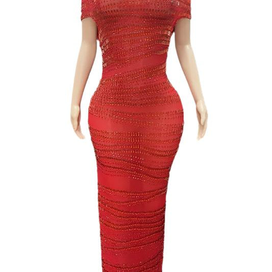 Jessica Bara Gabbie Sequin Off The Shoulder Maxi Dress