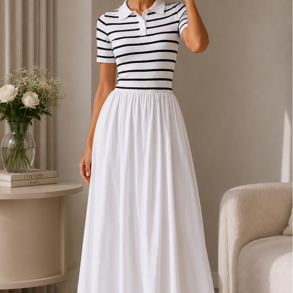 Jessica Bara Harper Striped Knit Maxi Dress