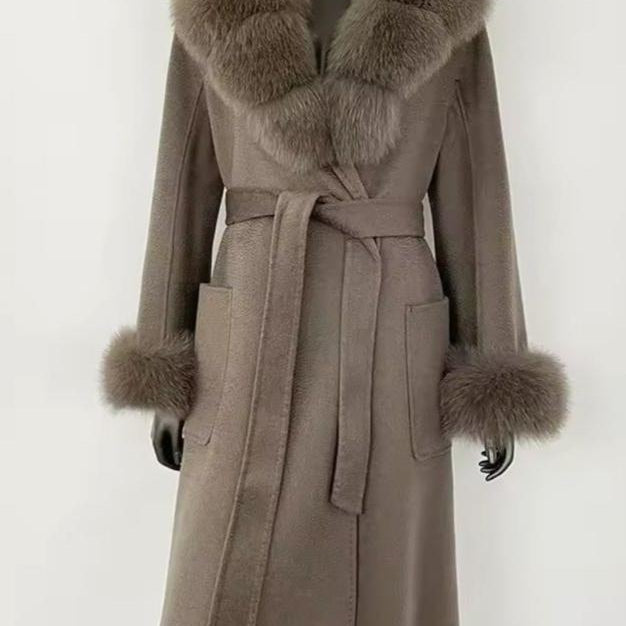 Jessica Bara Inah Fur Belted Long Coat