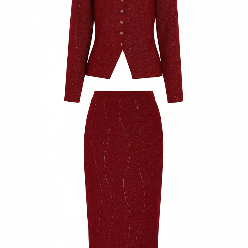 Jessica Bara Issy Long Sleeve Cardigan and Maxi Skirt Two Piece Set