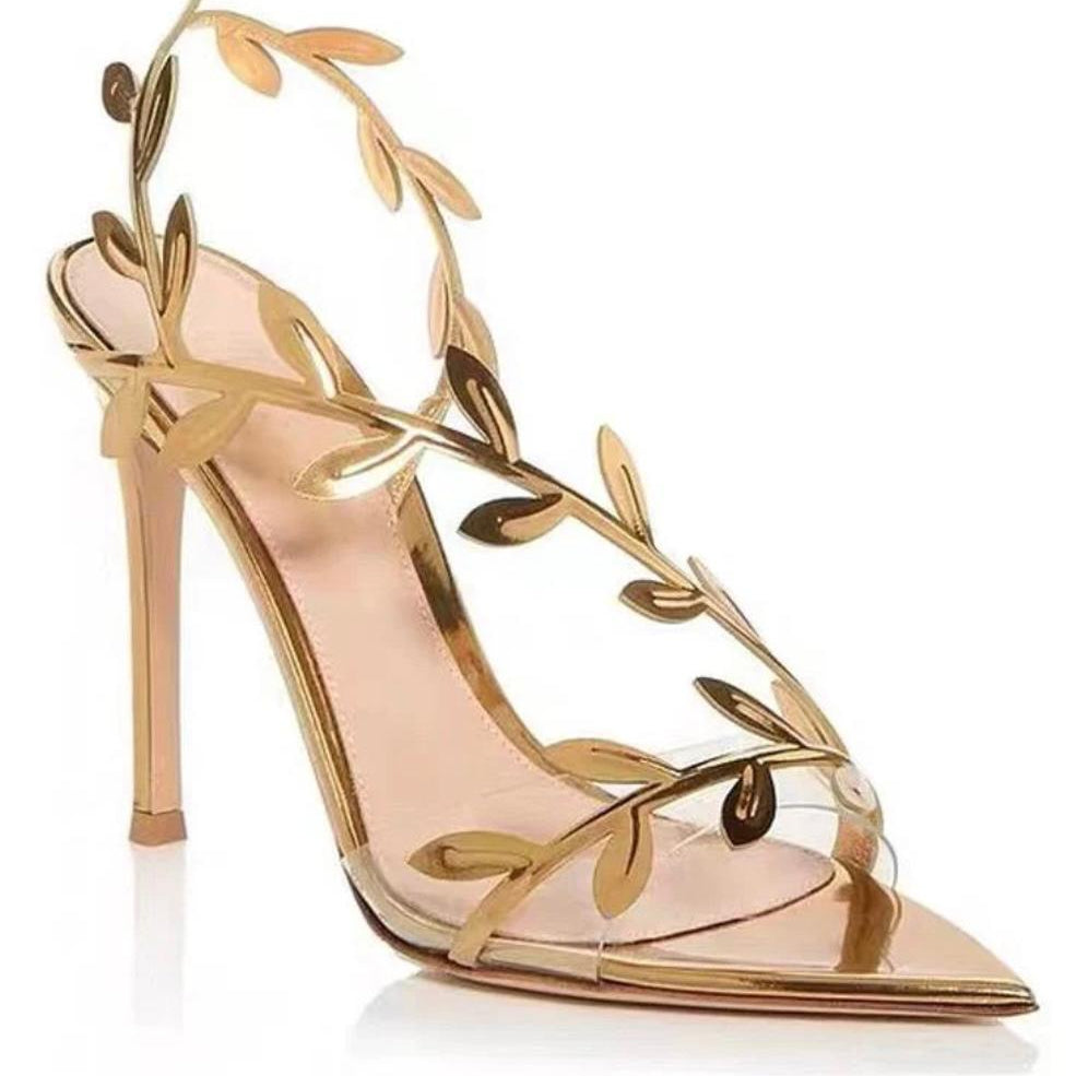 Jessica Bara Killan Gold Leaves Sandal Heels