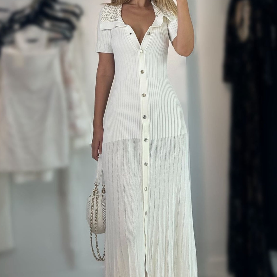 Jessica Bara Meslah Button Up Maxi Dress