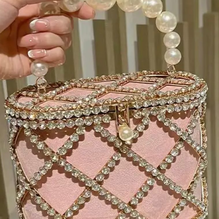 Jessica Bara Pammy Rhinestone Pearl Clutch