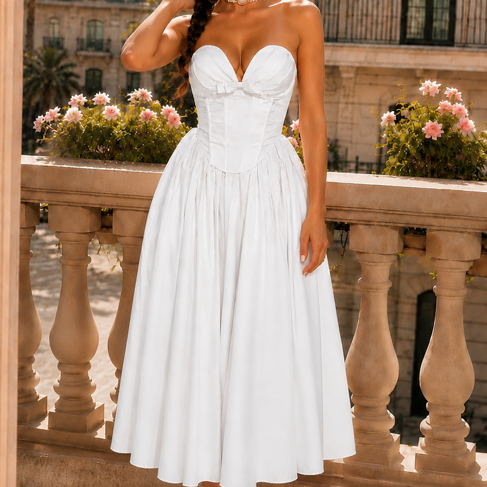 Jessica Bara Primrose Bow Corset Maxi Dress