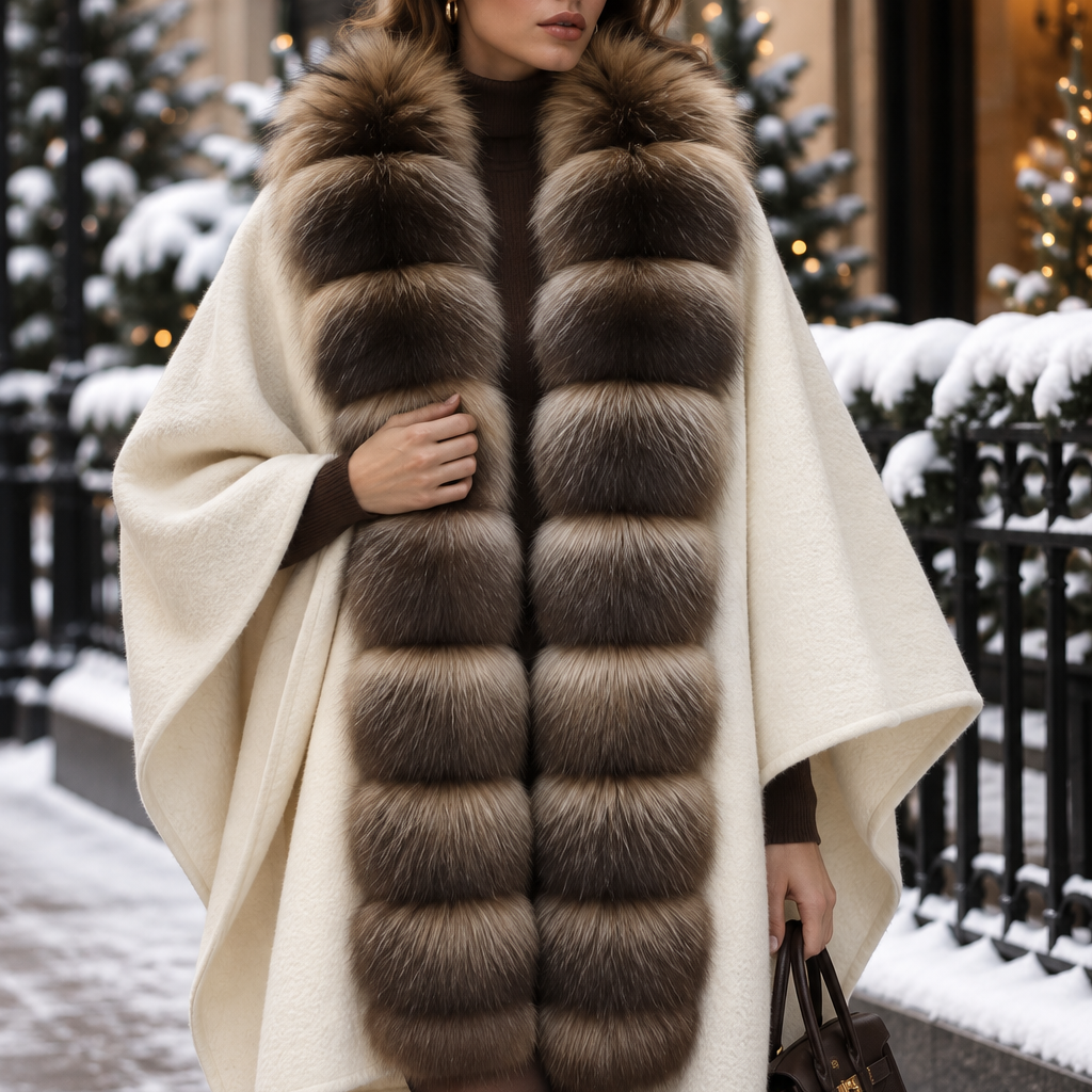 Jessica Bara Puji Fur Cape Coat