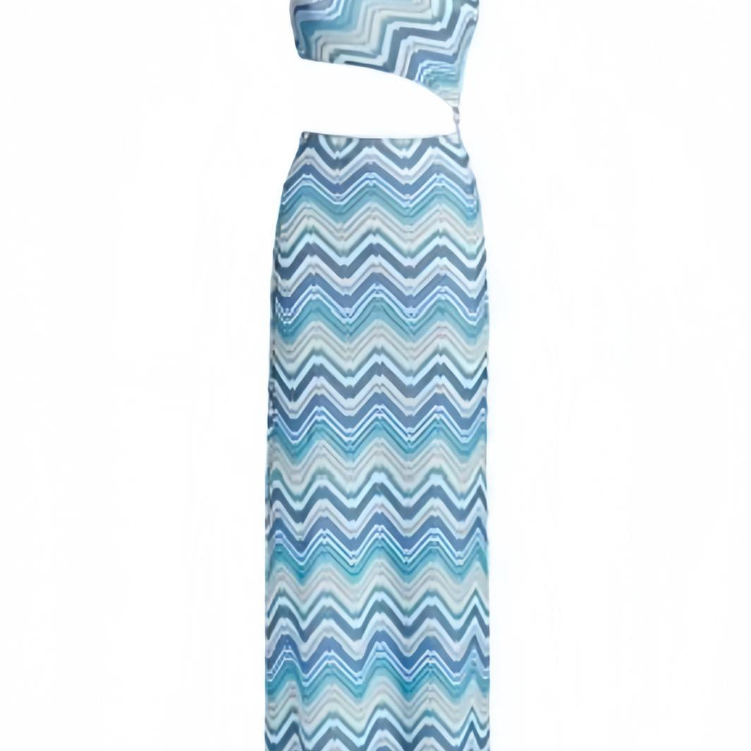 Jessica Bara Rikie Knit One Shoulder Cut Out Maxi Dress