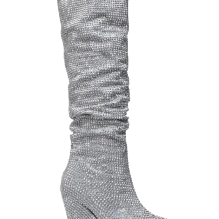Jessica Bara Royalty Rhinestone Chunky Heeled Boot