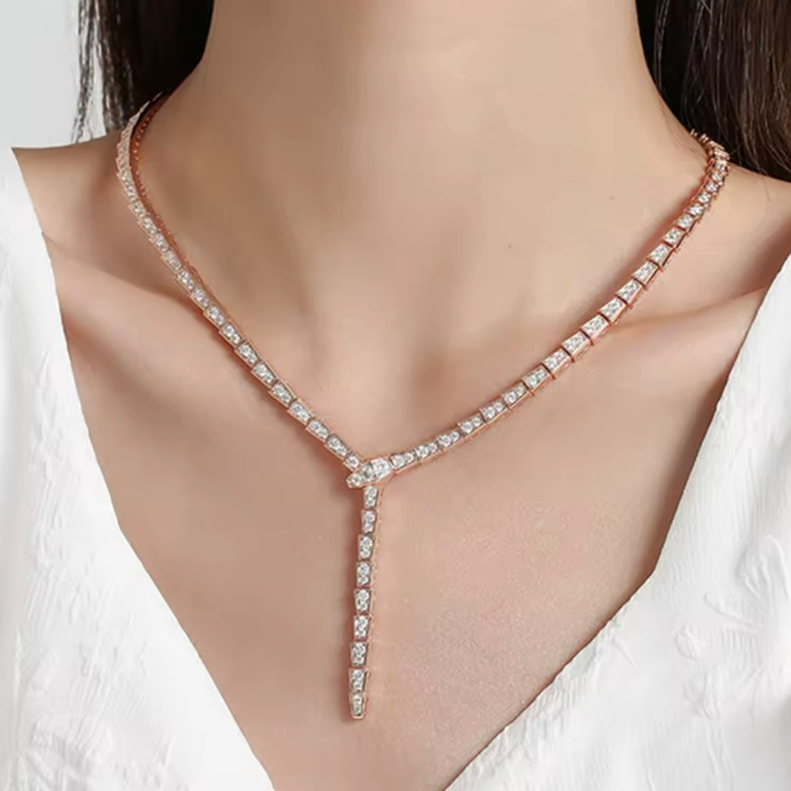 Jessica Bara Sammy Snake Rhinestone Necklace
