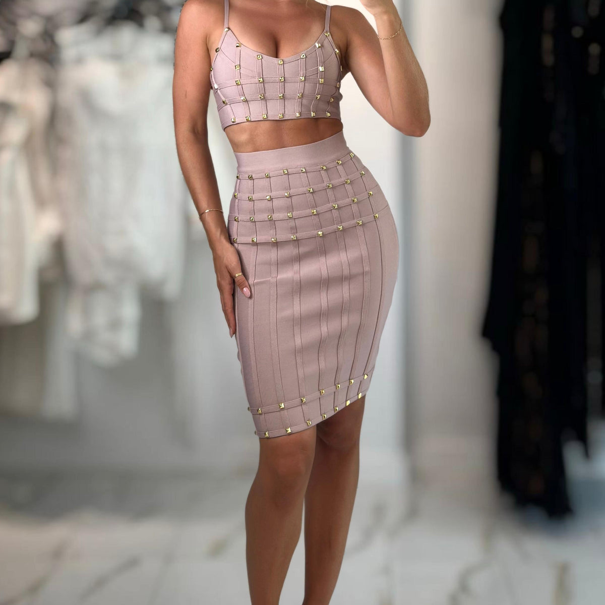 Jessica Bara Samsie Top and Midi Skirt Two Piece Set