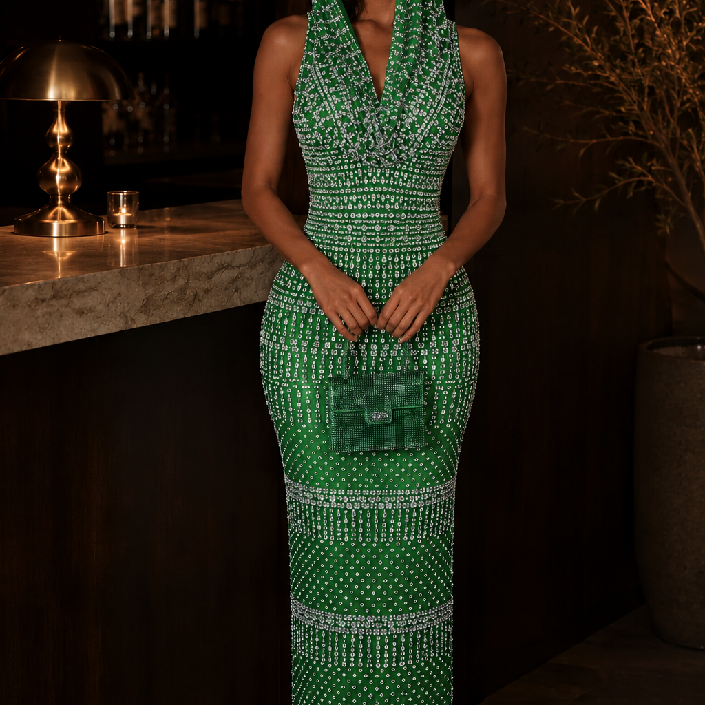 Jessica Bara Serafa Crystal Gown with Hood