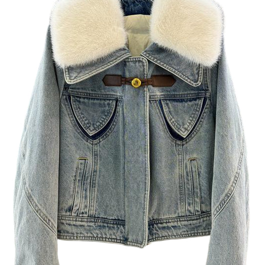 Jessica Bara Serama Denim Fur Jacket