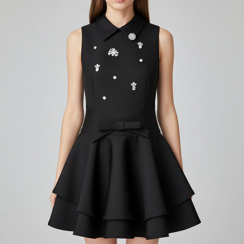 Jessica Bara Sheika Collared Bow Mini Dress