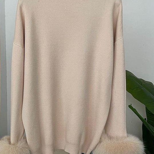 Jessica Bara Shesen Turtle Neck Knitted Fur Top and Pants Two Piece Set