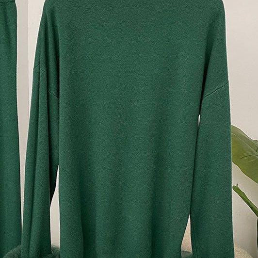 Jessica Bara Shesen Turtle Neck Knitted Fur Top and Pants Two Piece Set