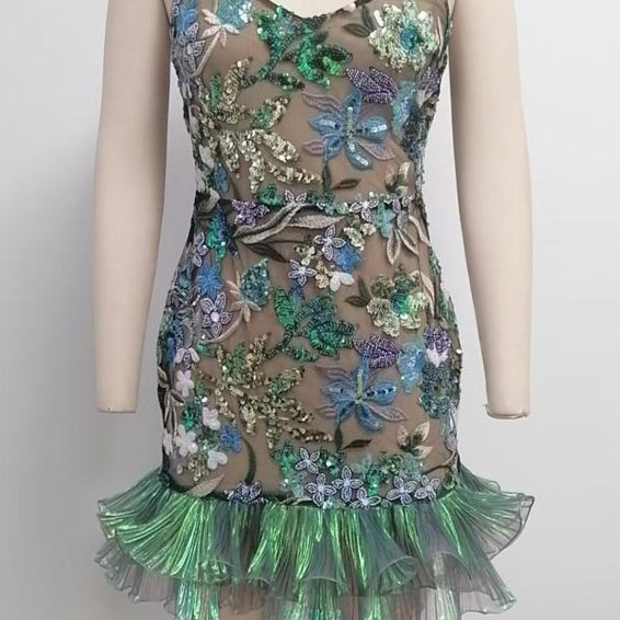 Jessica Bara Shoria Flower Sequin Backless Mini Dress