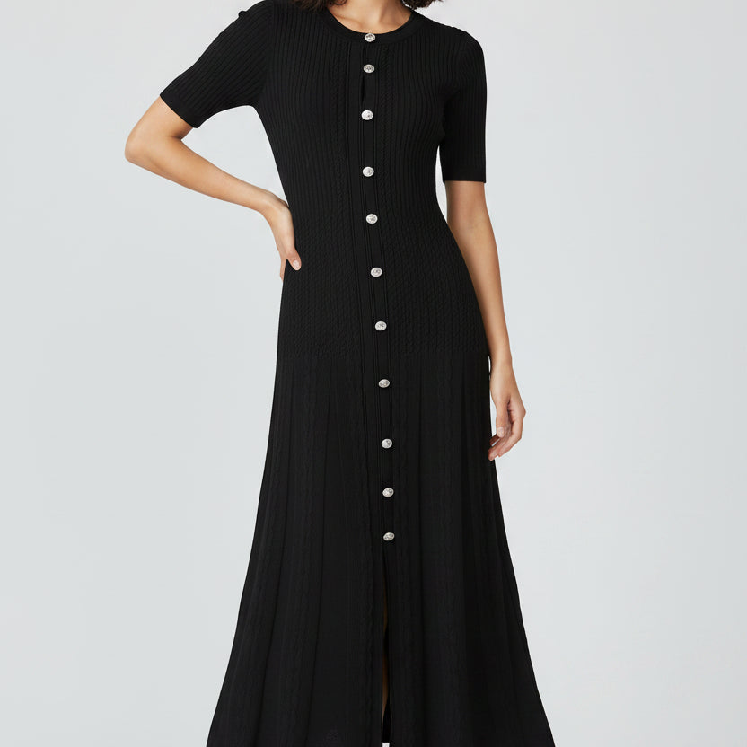 Jessica Bara Sica Knit Short Sleeve Maxi Dress