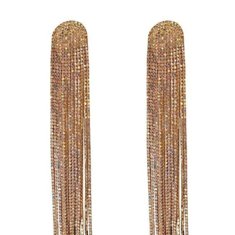 Jessica Bara Tamra Rhinestone Fringe Dangle Earrings