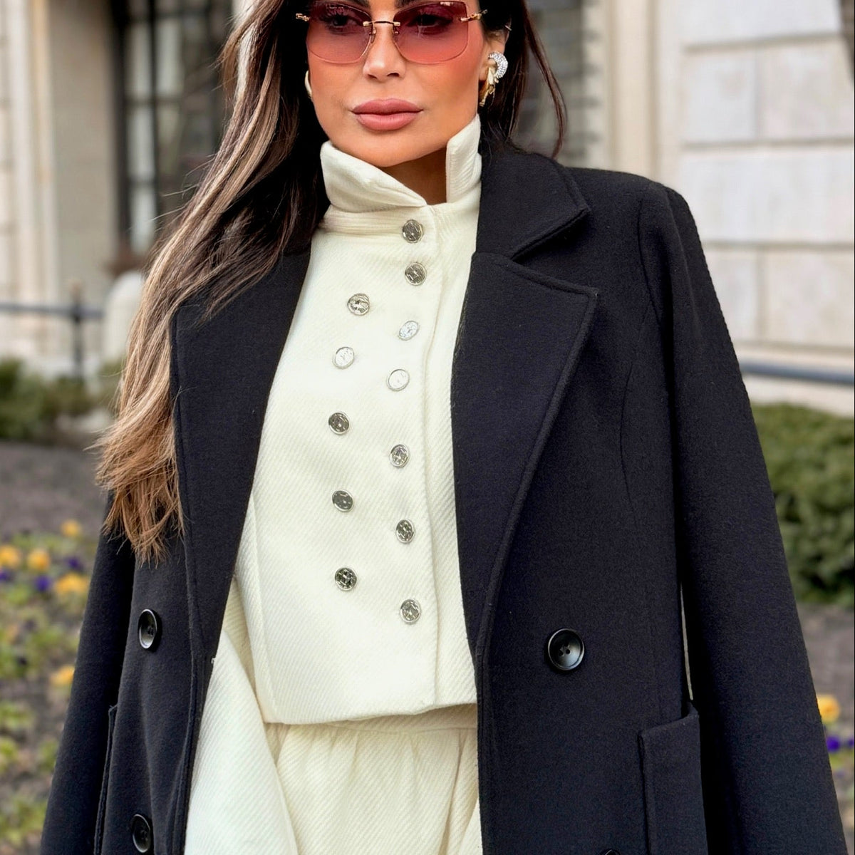 Jessica Bara Telmi Blazer Top and Belted Mini Skirt Two Piece Set