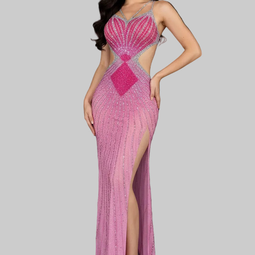 Jessica Bara Tina Crystal Cut Out Gown