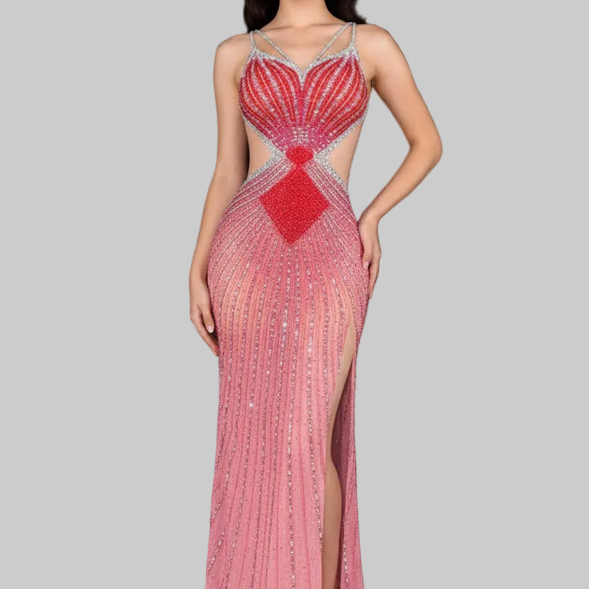 Jessica Bara Tina Crystal Cut Out Gown