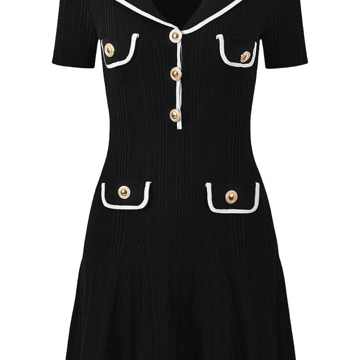 Jessica Bara Tonele Collared Gold Button Mini Dress
