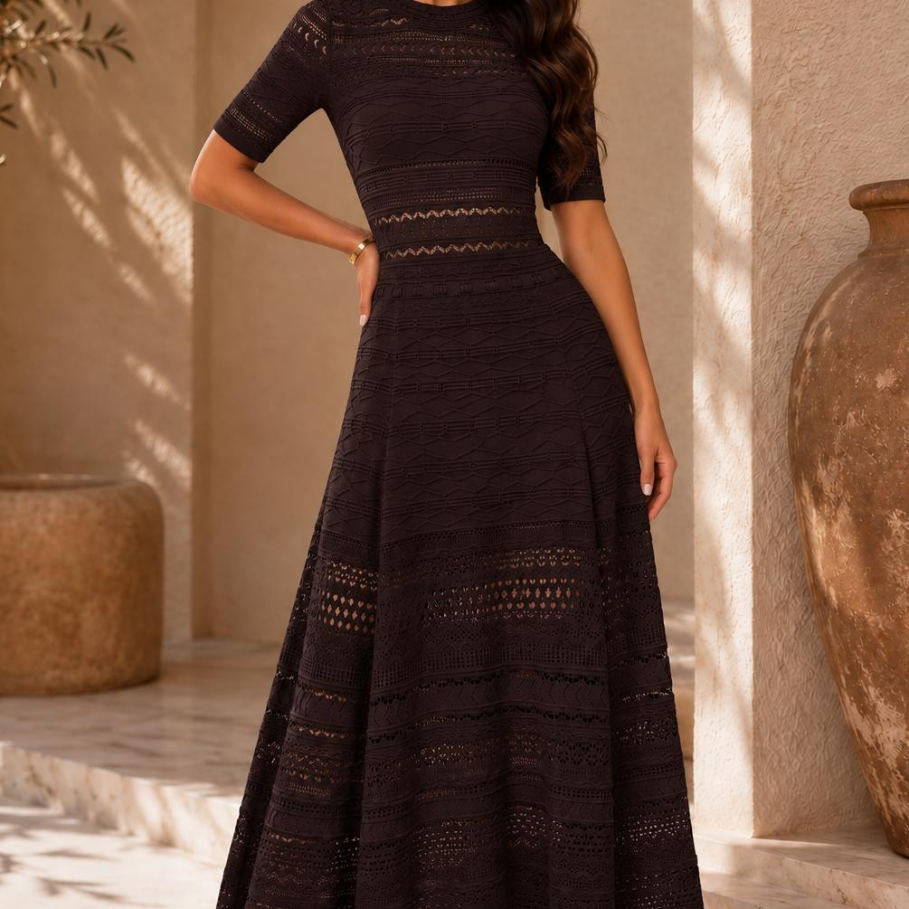 Jessica Bara Winkle 2 Knit Short Sleeve Maxi Dress