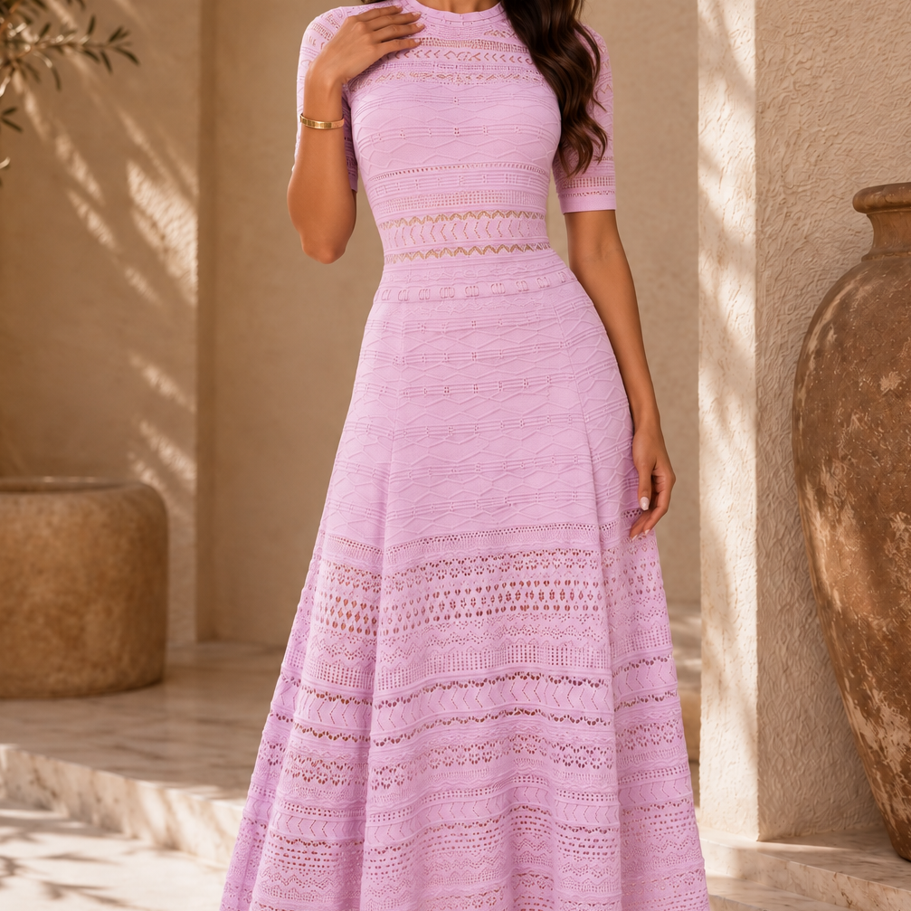 Jessica Bara Winkle 2 Knit Short Sleeve Maxi Dress
