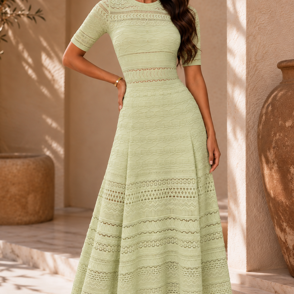 Jessica Bara Winkle 2 Knit Short Sleeve Maxi Dress